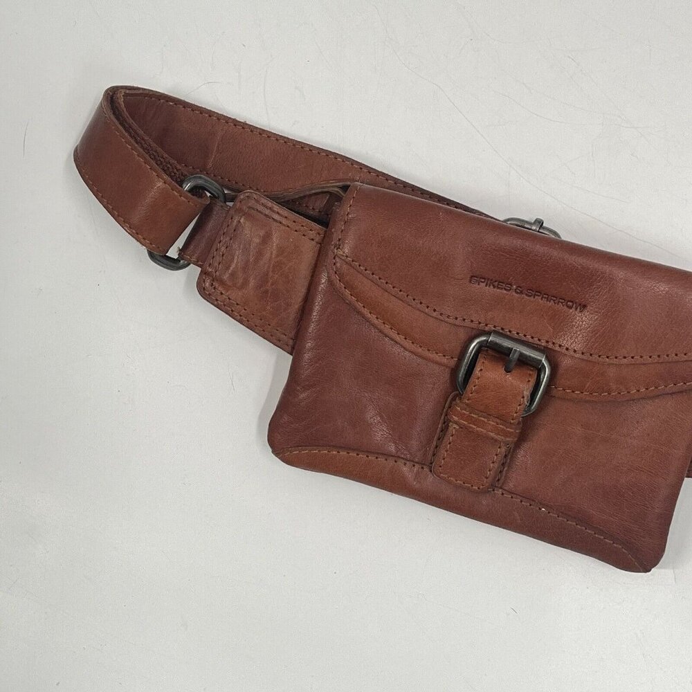 Spikes & Sparrow Brown Leather Belt Bag | Genuine Leather | Adjustable Waist Bag - Picture 8 of 16